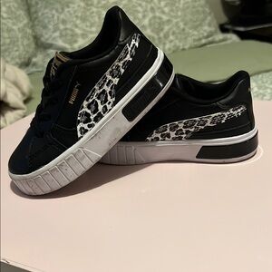 Puma kids Black Sneakers with Leopard Print